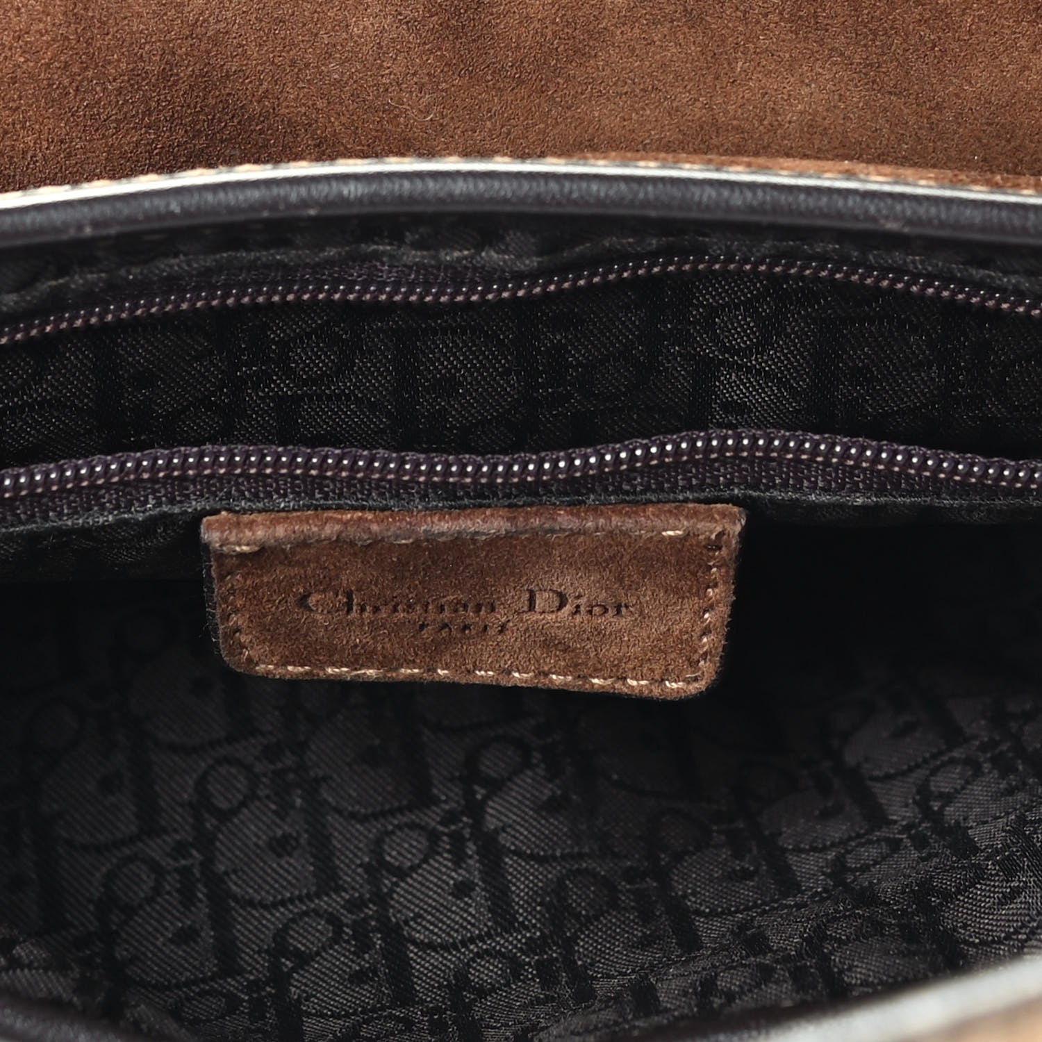 Christian Dior Pony Hair Suede Saddle Bag Brown 9 of 11