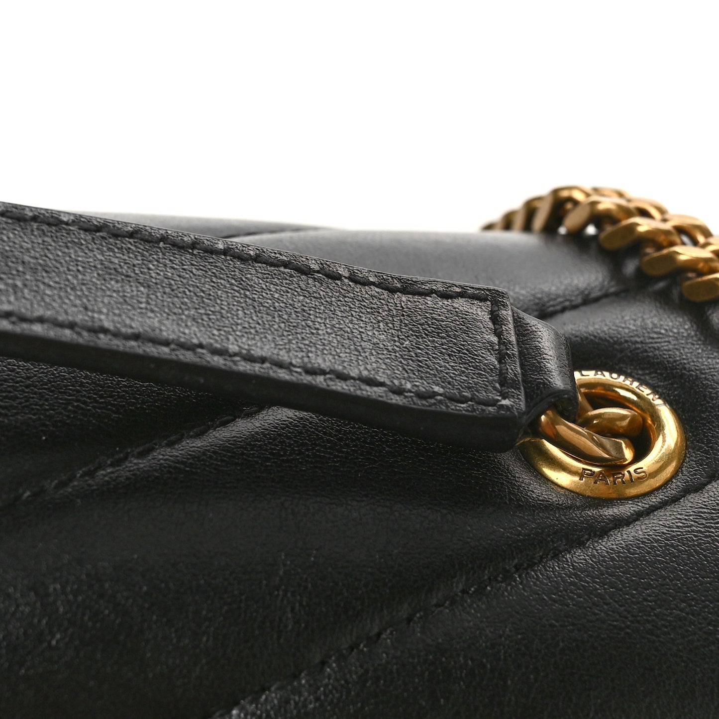 Calfskin Y Quilted Monogram Small Loulou Chain Satchel Black