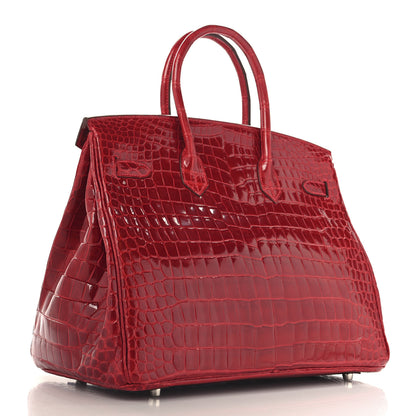 Hermes Shiny Porosus Crocodile Birkin 35 Braise 3 of 13