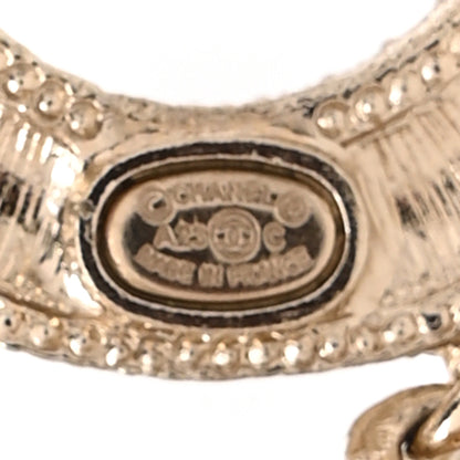 Chanel Metal Crystal Rainbow Cha-Nel Logo Drop Earrings Multicolor Gold 4 of 4