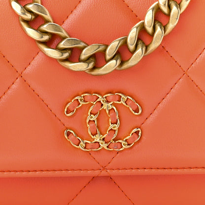 Chanel Lambskin Quilted Chanel 19 Wallet On Chain WOC Orange 8 of 11