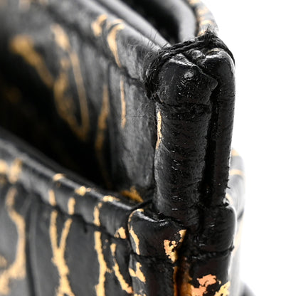 Chanel Calfskin Crocodile Embossed Graffiti 2.55 Cocodile Reissue Card Holder Black Gold 9 of 10