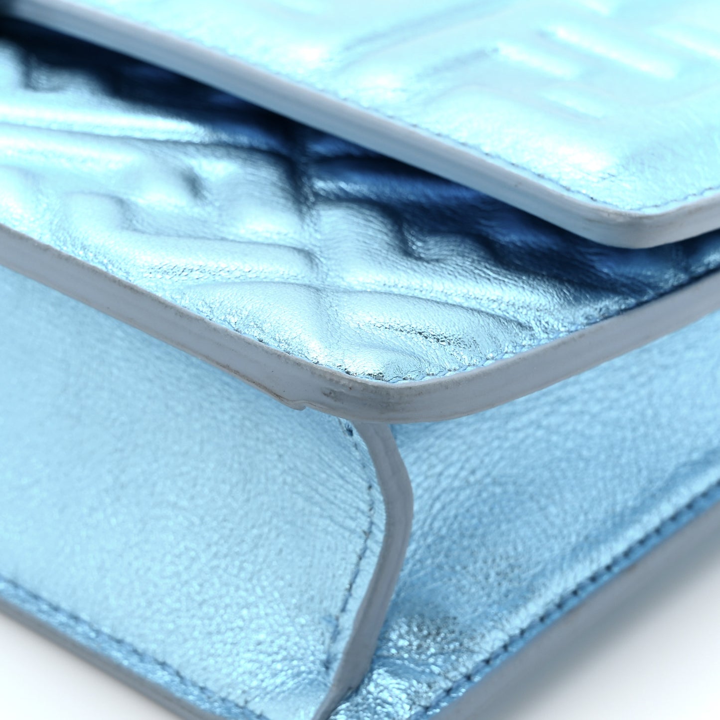 Metallic Nappa Matisse FF Embossed Wallet On Chain Laguna Palladio