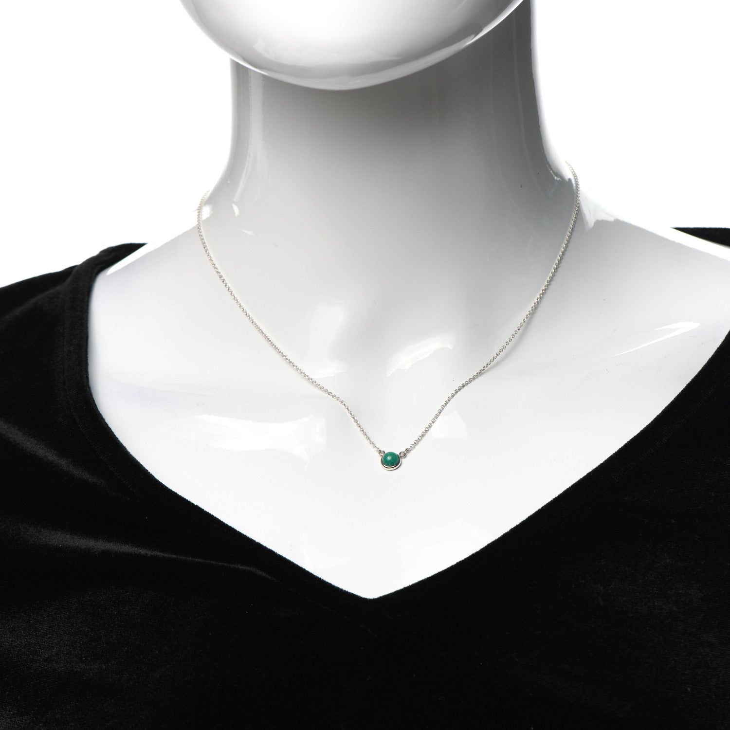 Tiffany Sterling Silver Turquoise Elsa Peretti Color by the Yard Pendant Necklace 2 of 5
