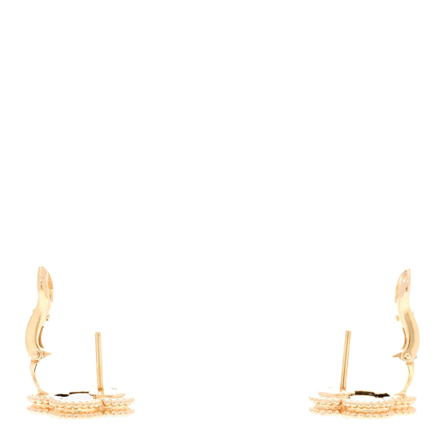 18k Yellow Gold Black Onyx Vintage Alhambra Earrings