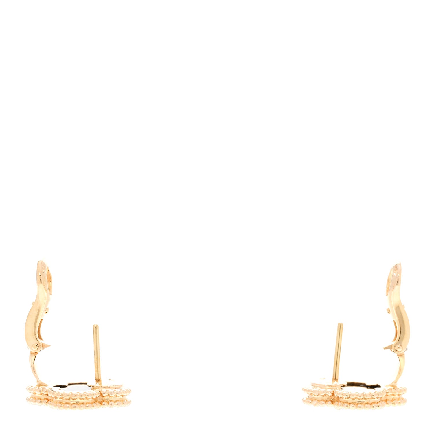 Van Cleef & Arpels 18k Yellow Gold Black Onyx Vintage Alhambra Earrings 3 of 4