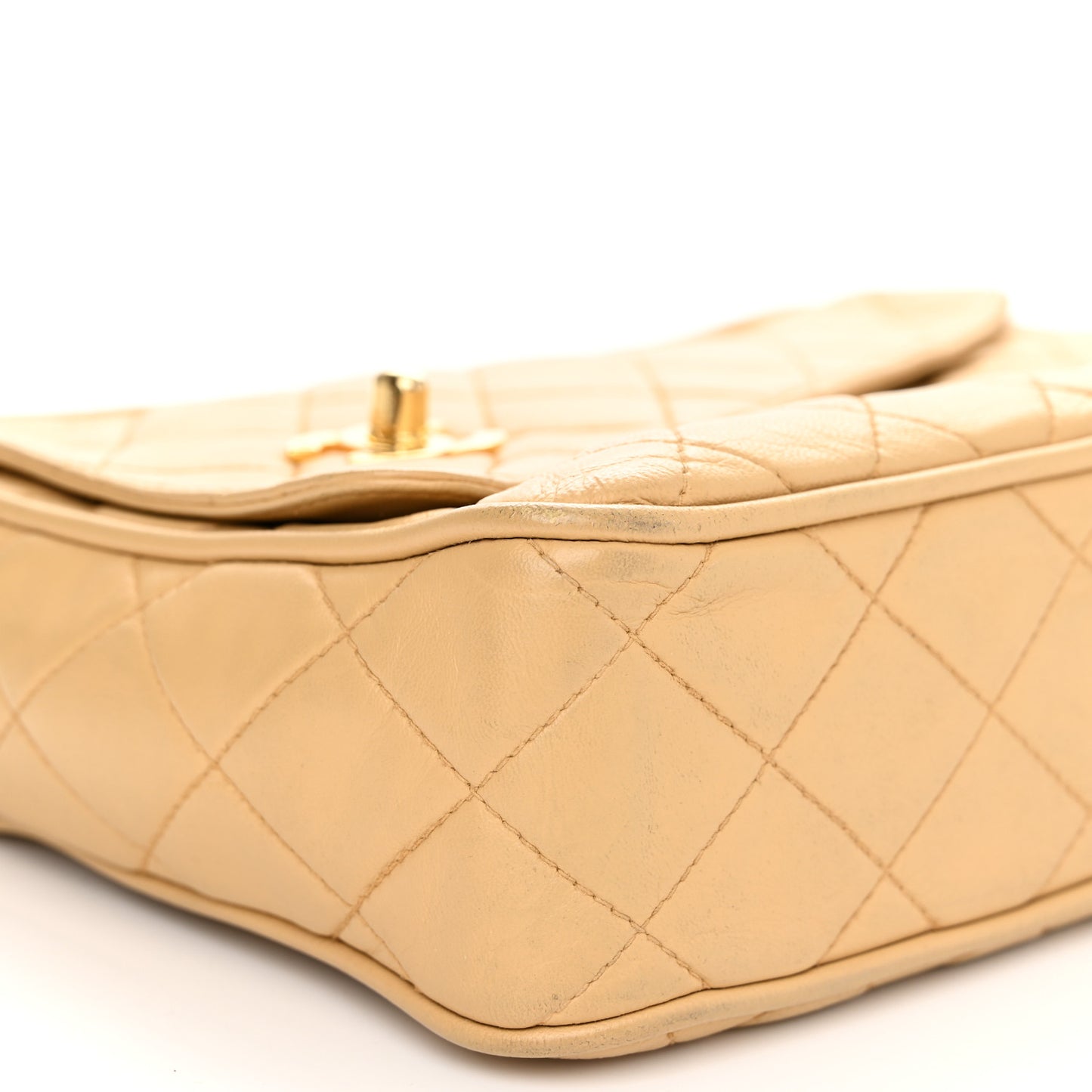 Lambskin Quilted Tassel Flap Camera Case Beige