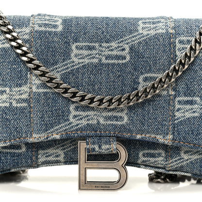 Balenciaga Denim BB Monogram Hourglass Chain Bag Blue 9 of 11