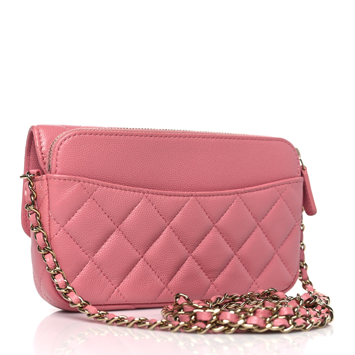 Chanel Caviar Quilted Flap Phone Holder With Chain Pink 3 of 11