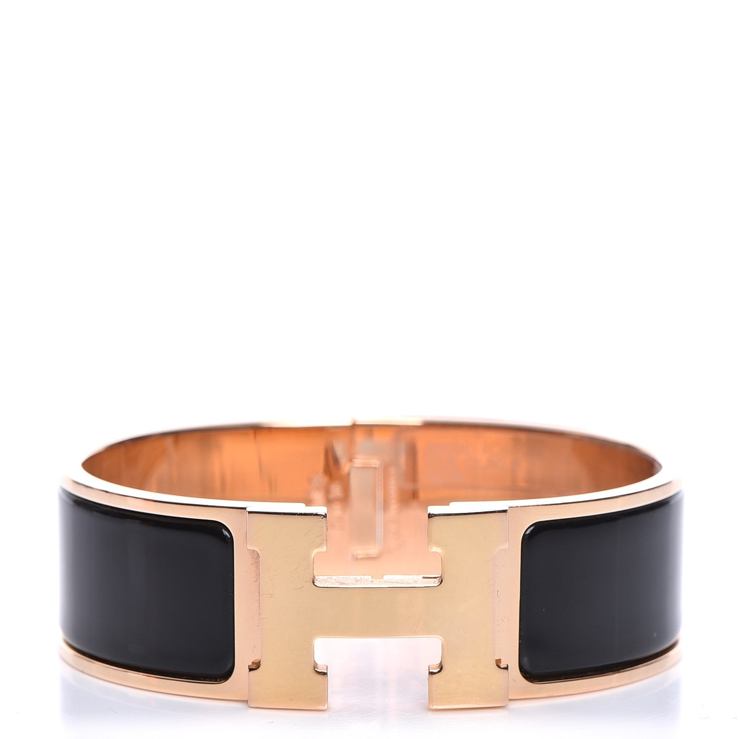 Hermes Enamel Wide Clic Clac H Bracelet GM Black 1 of 8