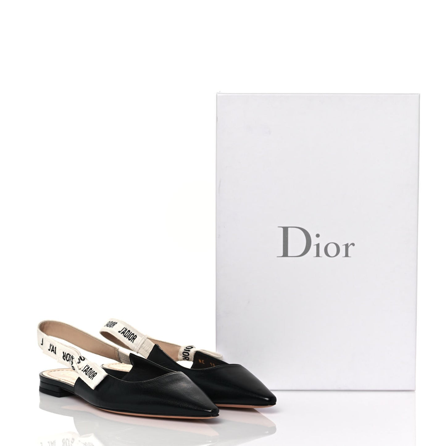 Lambskin Ribbon J'Adior Slingback Ballet Flats 36 Black
