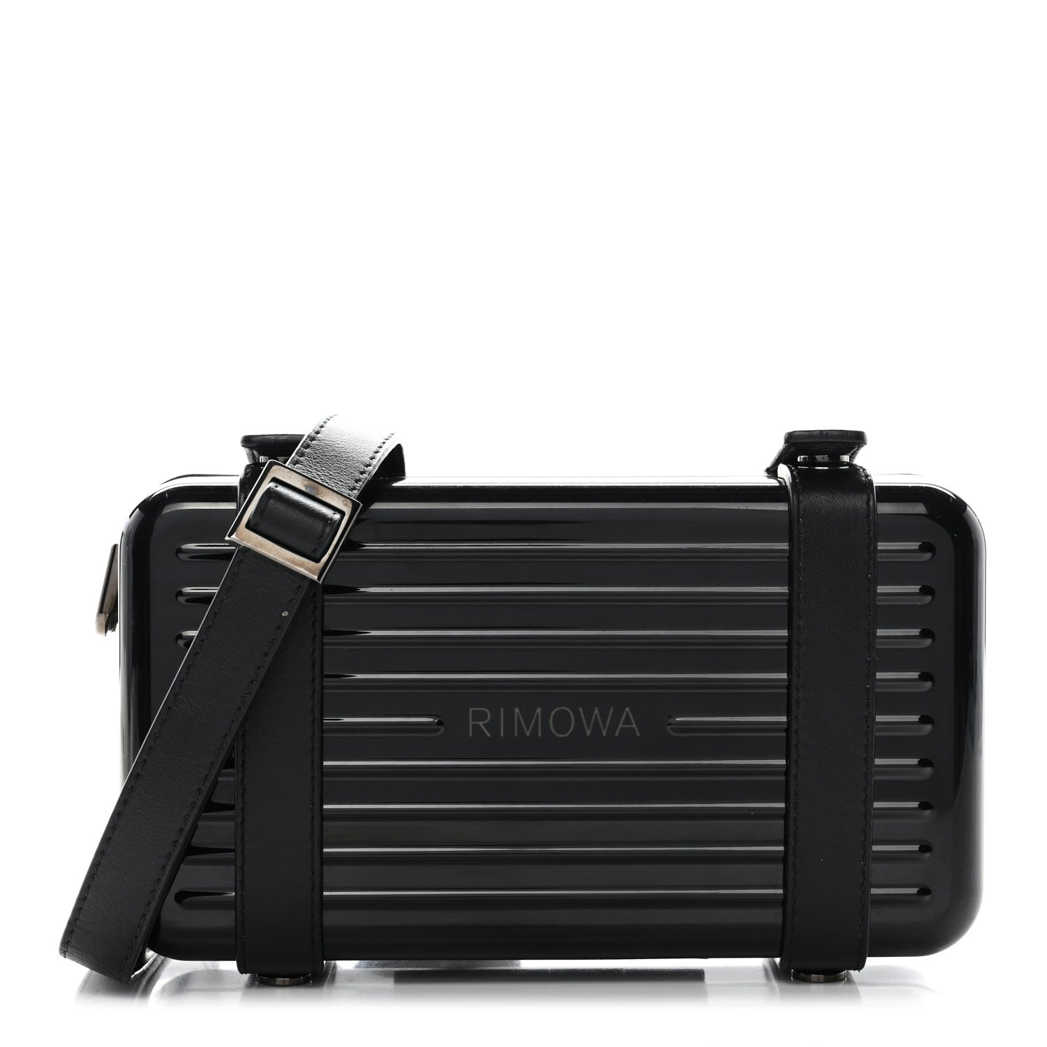 DIOR RIMOWA ブラックショルダーバッグ Christian Dior X RIMOWA Aluminum Personal Clutch On Strap Black