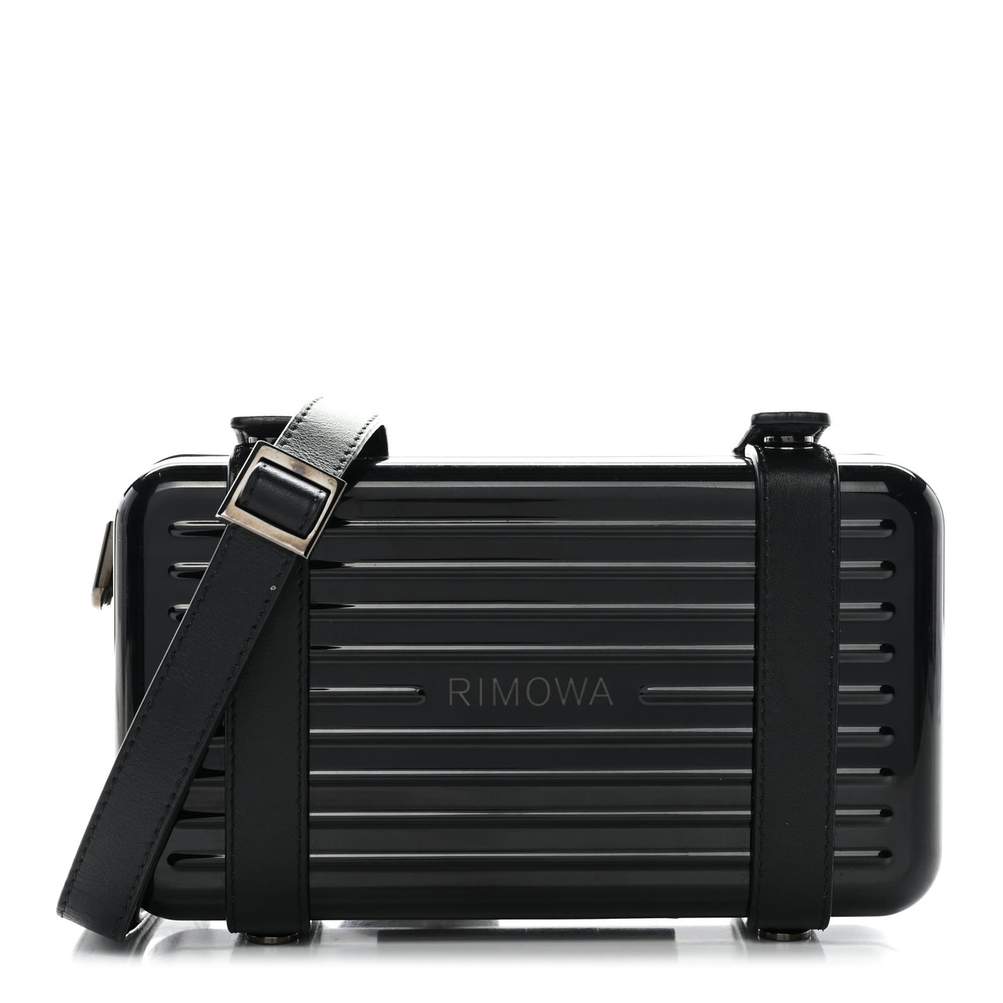X RIMOWA Aluminum Personal Clutch On Strap Black