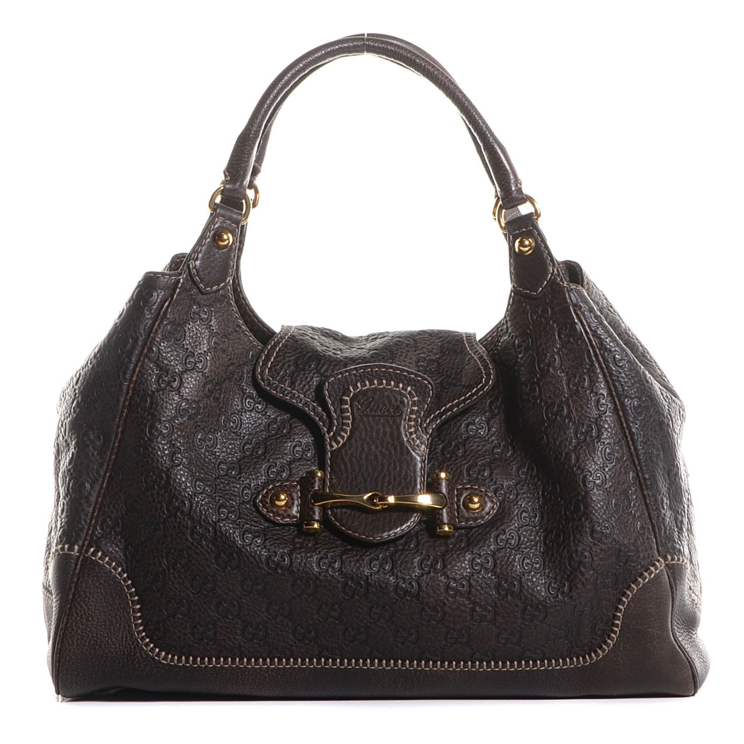 Guccissima New Pelham Large Shoulder Bag Dark Brown