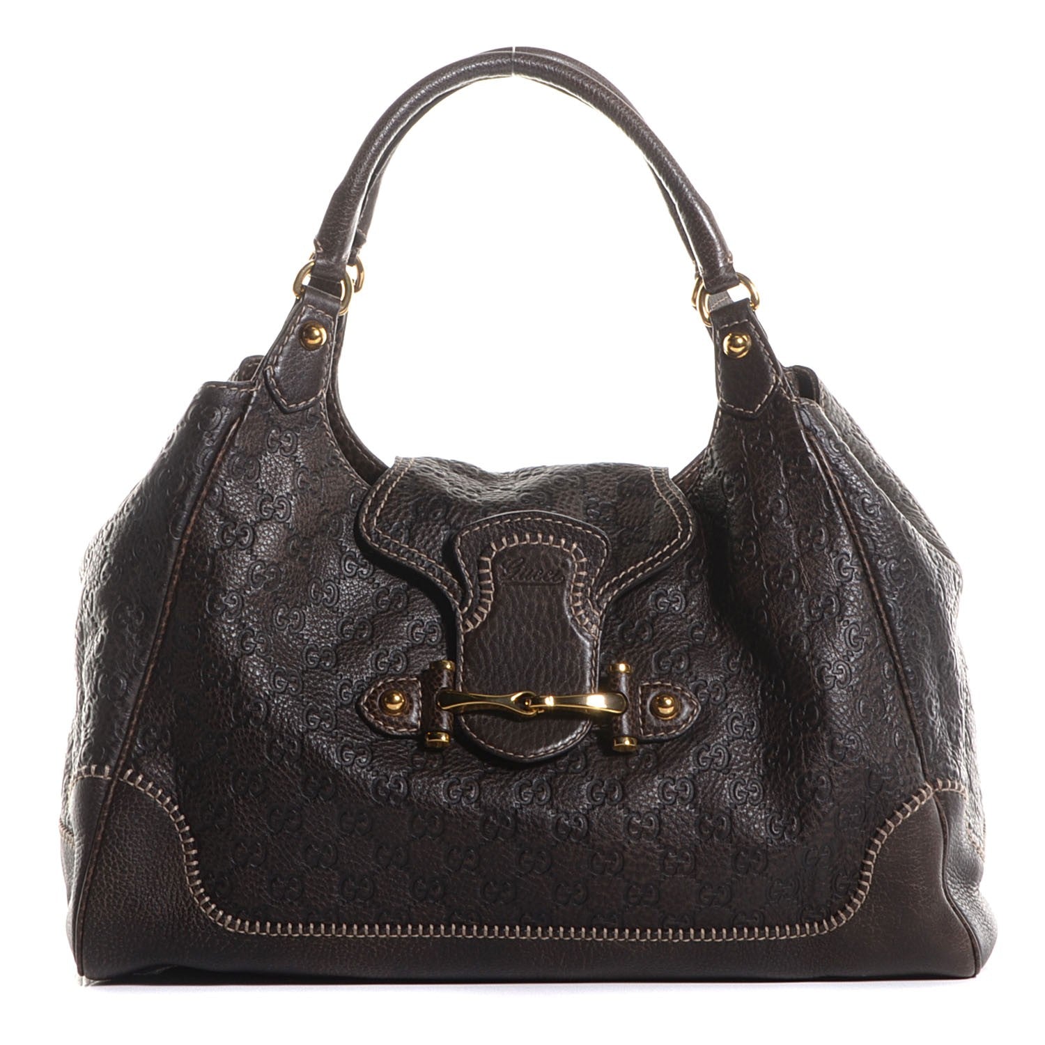 Gucci Guccissima New Pelham Large Shoulder Bag Dark Brown 1 of 7