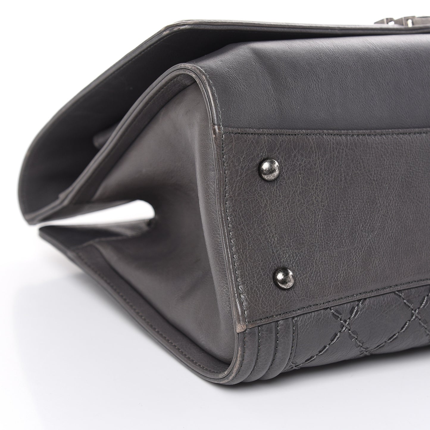 Calfskin Stitched Large Boy Shopping Tote Grey