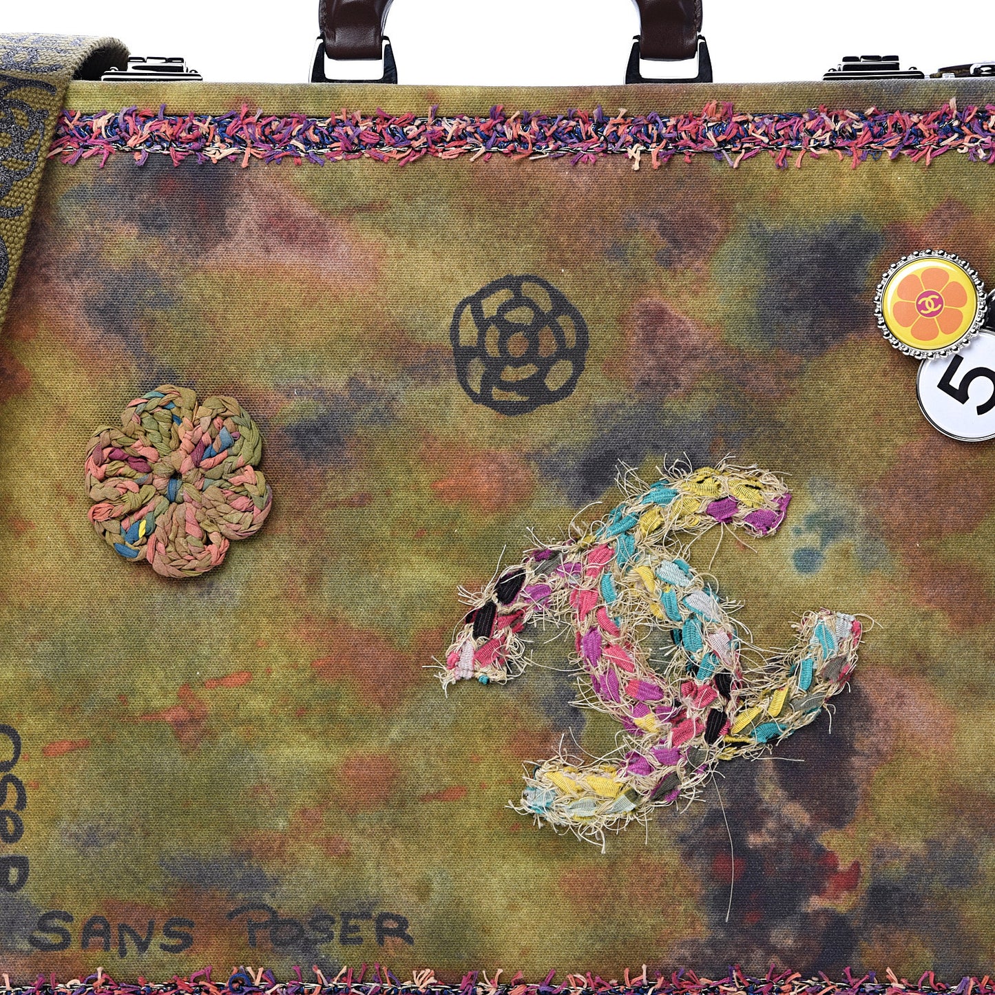 Washed Toile Graffiti On The Pavements Briefcase Khaki Multicolor