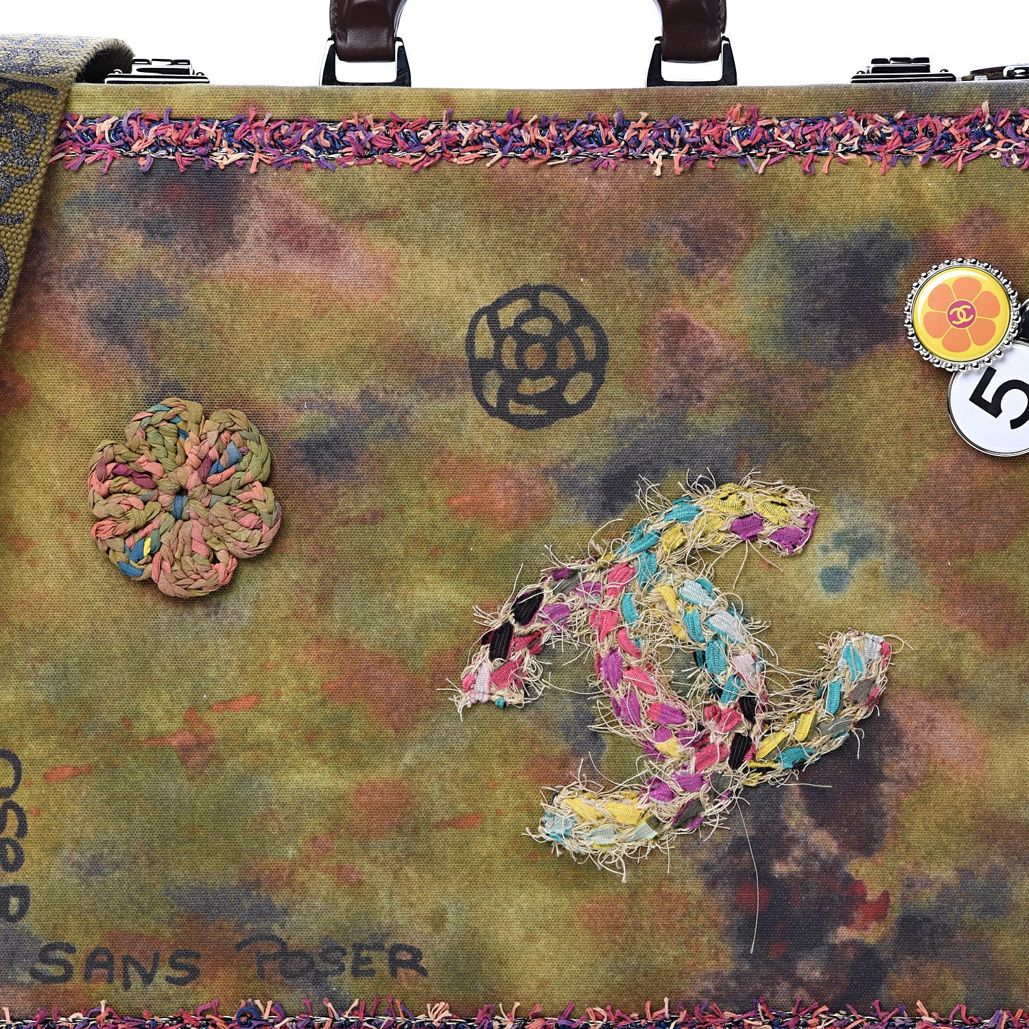 Chanel Washed Toile Graffiti On The Pavements Briefcase Khaki Multicolor 7 of 13