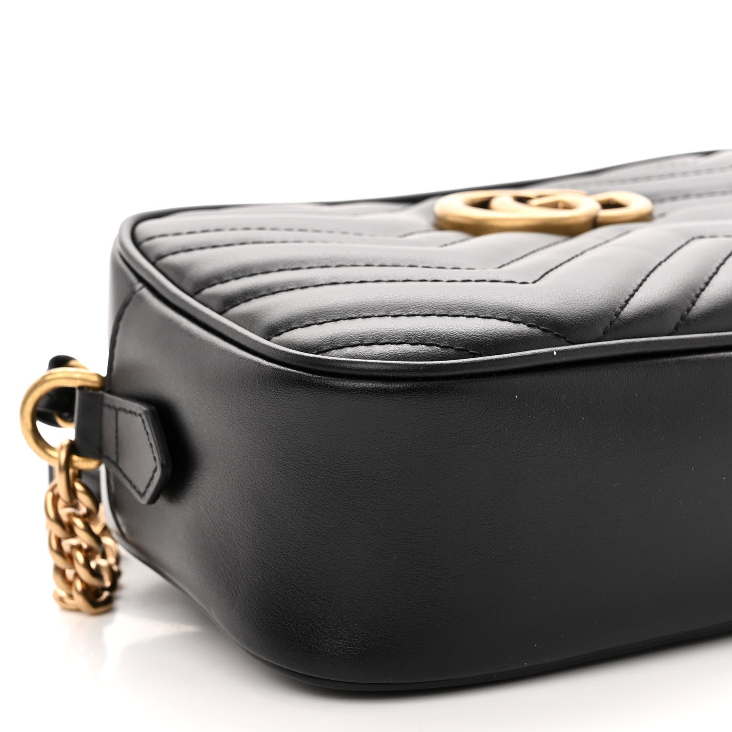 Gucci Calfskin Matelasse Small GG Marmont Chain Shoulder Bag Black 8 of 9