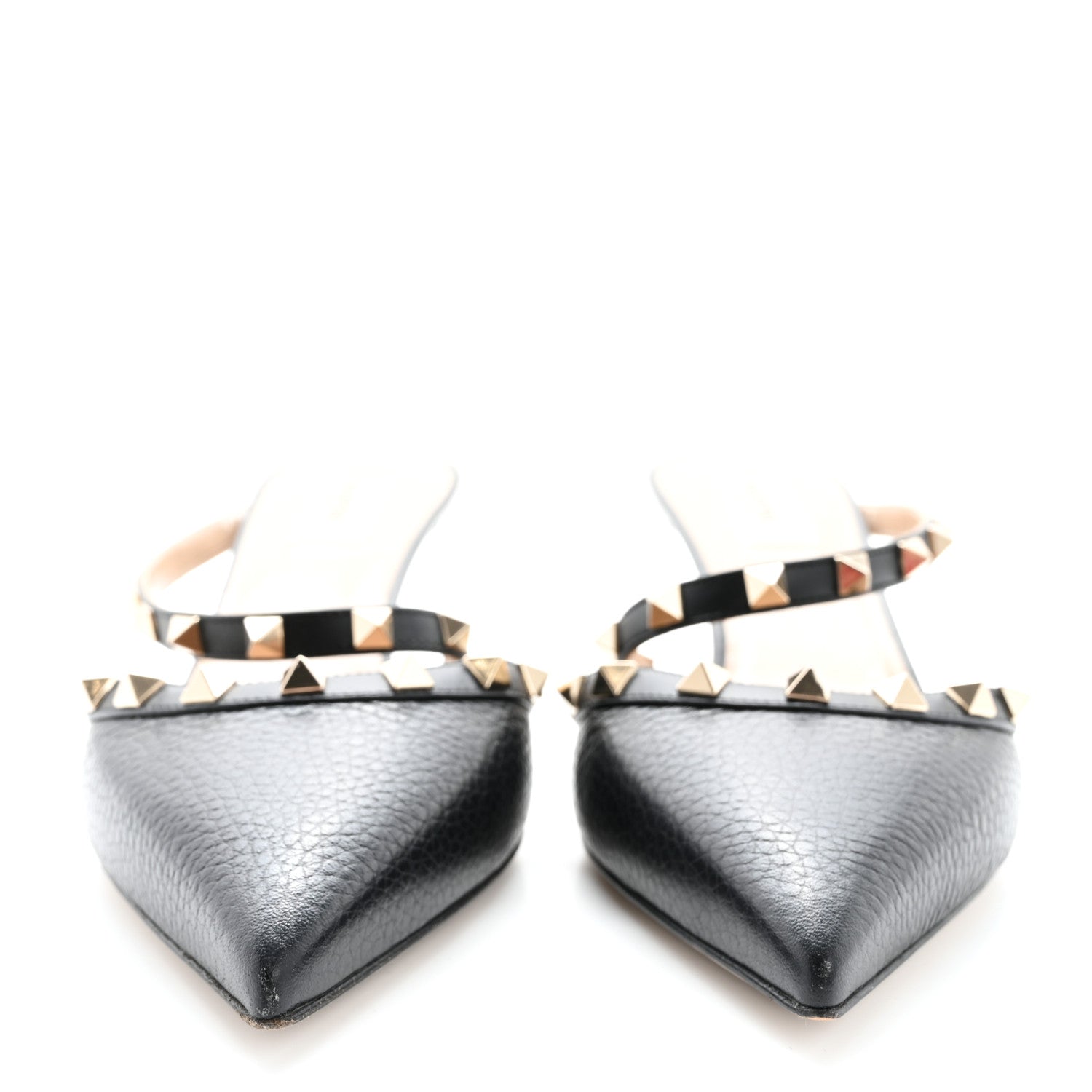 Valentino Garavani Pebbled Calfskin Rockstud Cross Strap 50mm Mules 39.5 Black 3 of 12