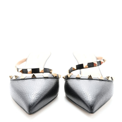 Valentino Garavani Pebbled Calfskin Rockstud Cross Strap 50mm Mules 39.5 Black 3 of 12