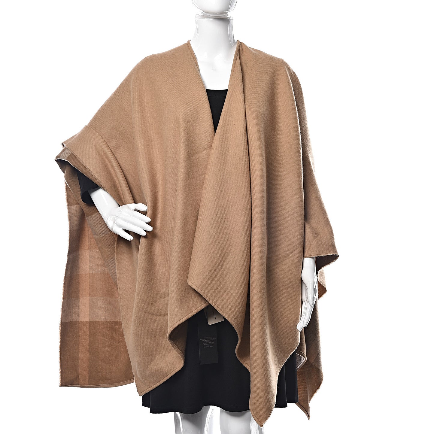Wool Solid To Check Charlotte Cape Scarf Camel