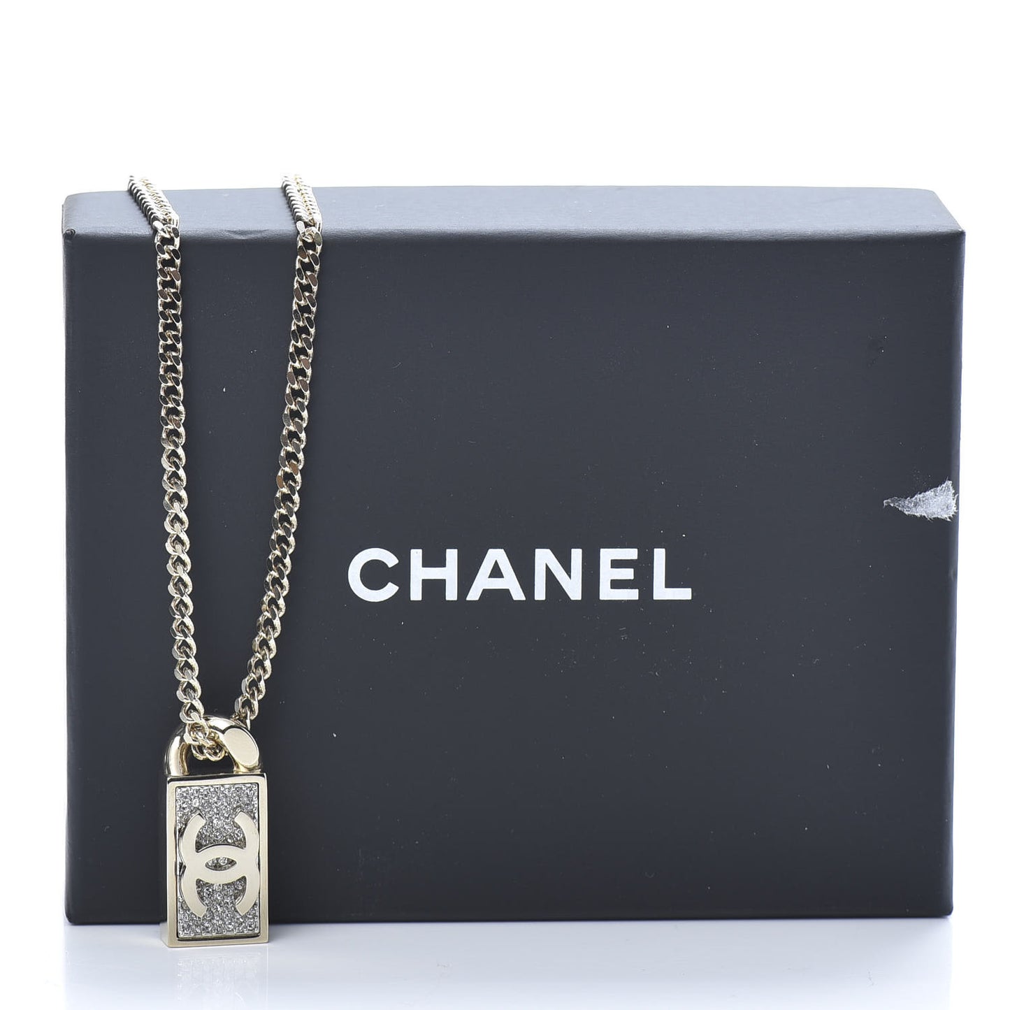 Crystal Dog Tag Charm Necklace Gold