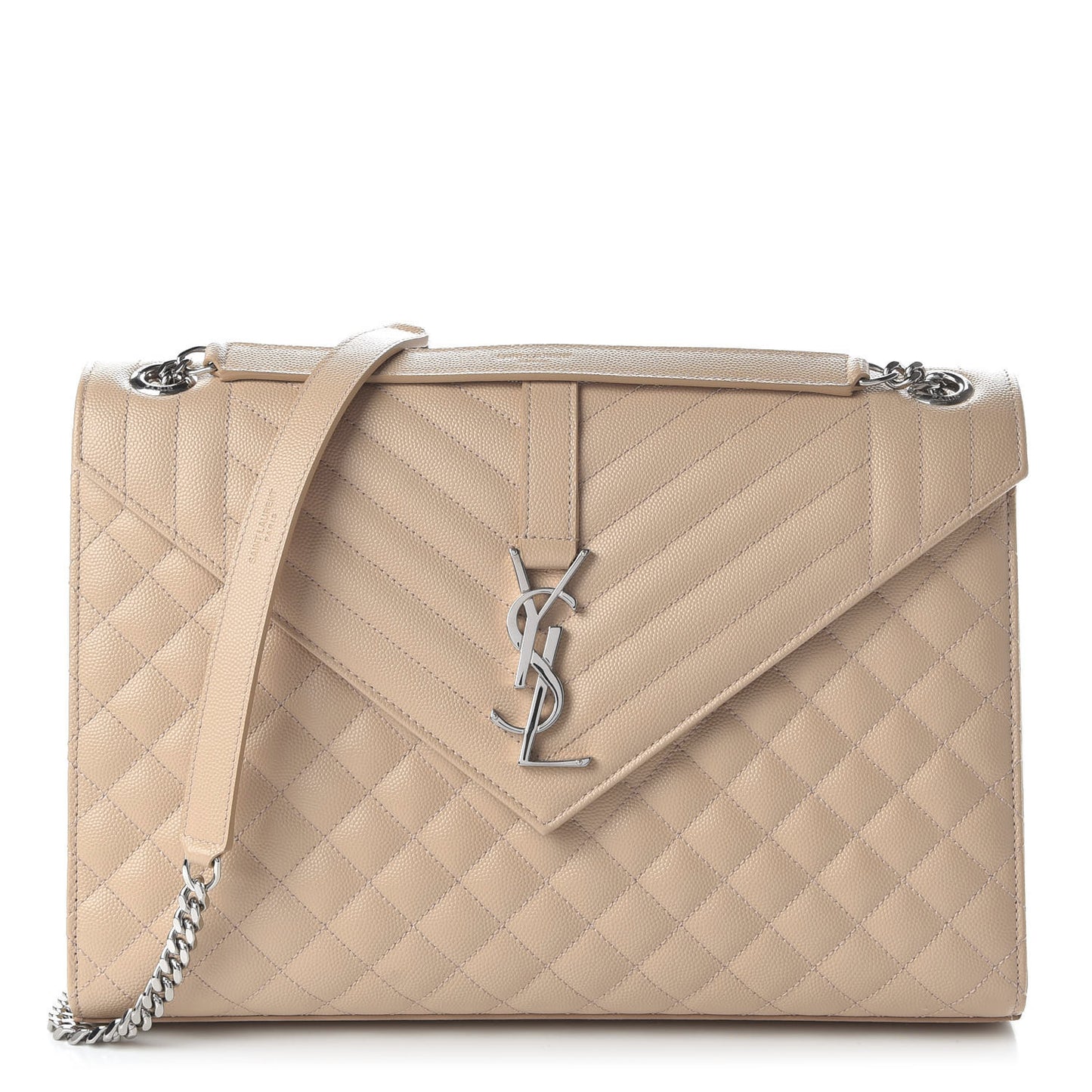 Grain De Poudre Mixed Matelasse Large Triquilt Monogram Satchel Nude Powder