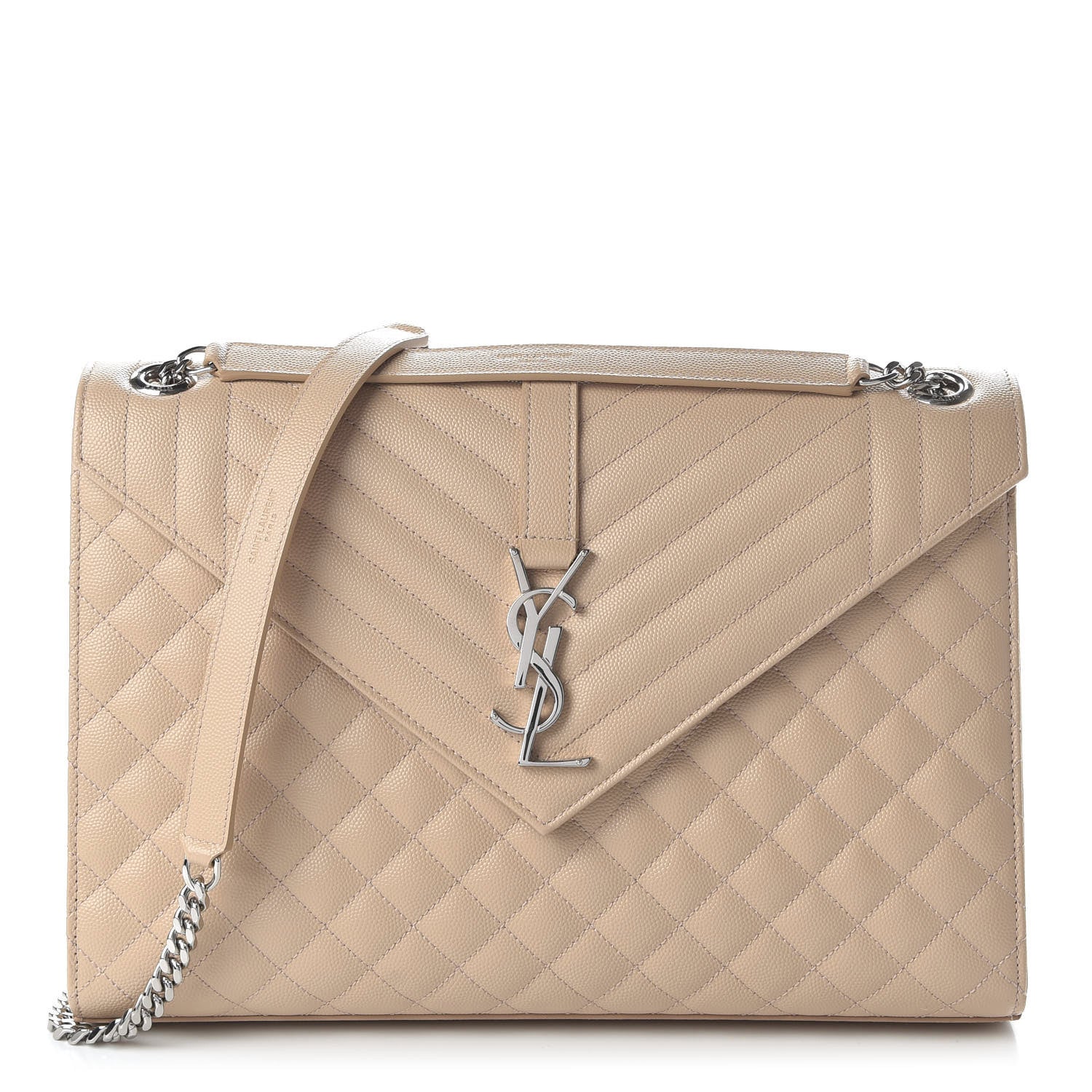 Saint Laurent Grain De Poudre Mixed Matelasse Large Triquilt Monogram Satchel Nude Powder 1 of 9
