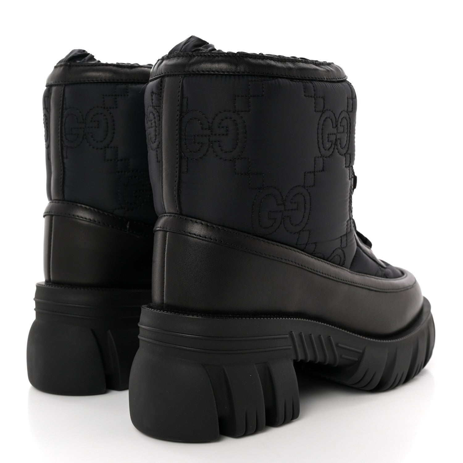 Gucci Nylon Calfskin GG Matelasse Lace Up Platform Ankle Boots 38 Black 4 of 9