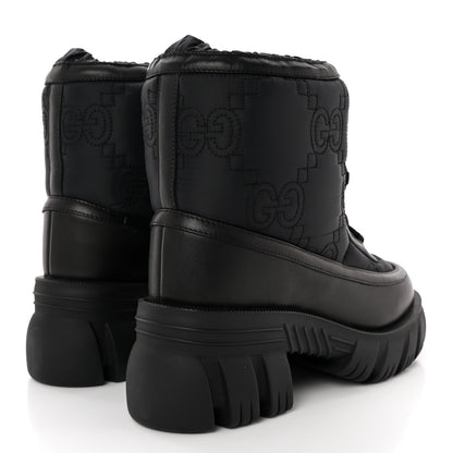 Gucci Nylon Calfskin GG Matelasse Lace Up Platform Ankle Boots 38 Black 4 of 9