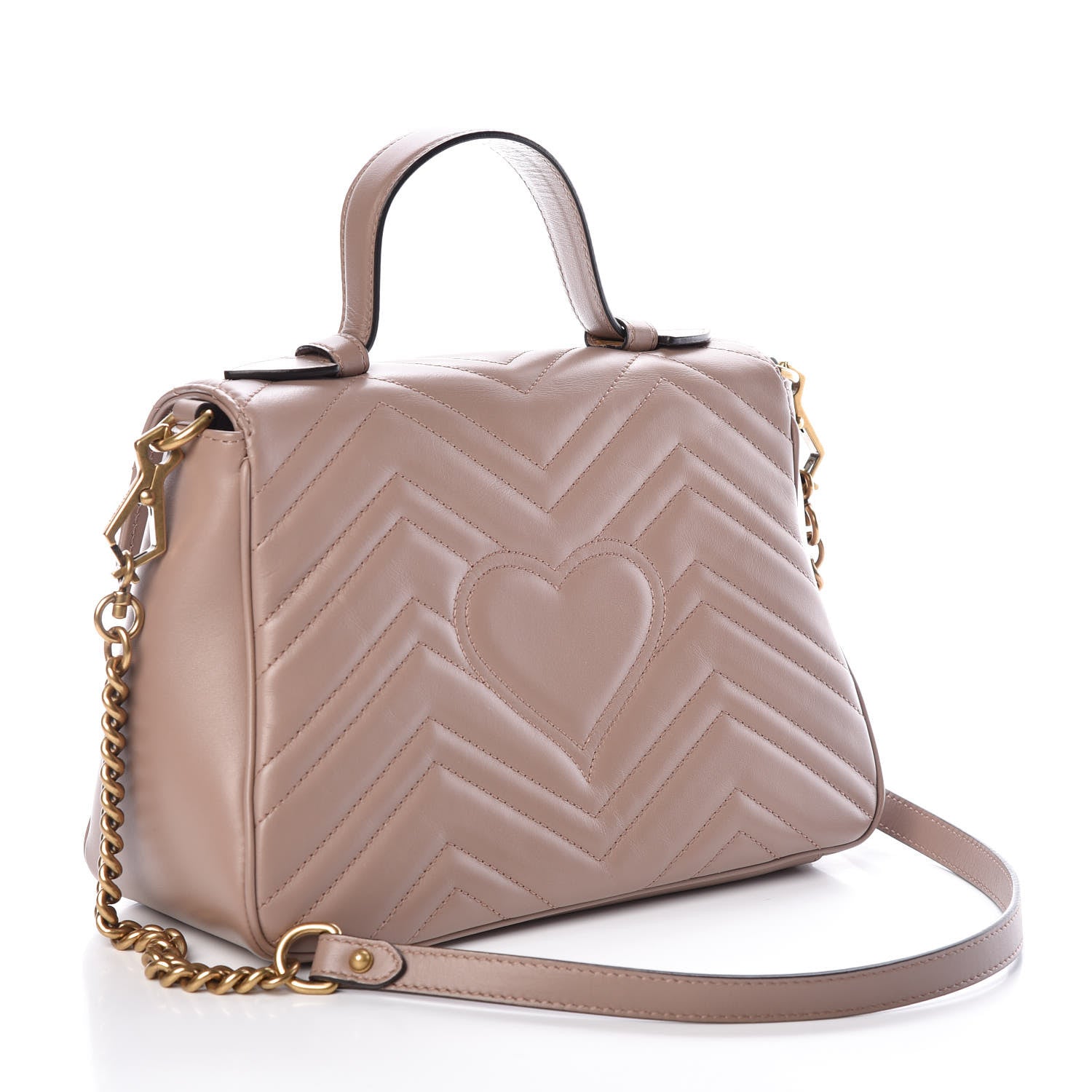 Gucci Calfskin Matelasse Small GG Marmont Top Handle Shoulder Bag Porcelain Rose 4 of 10
