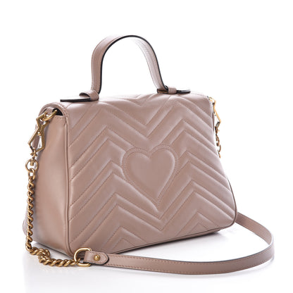 Gucci Calfskin Matelasse Small GG Marmont Top Handle Shoulder Bag Porcelain Rose 4 of 10