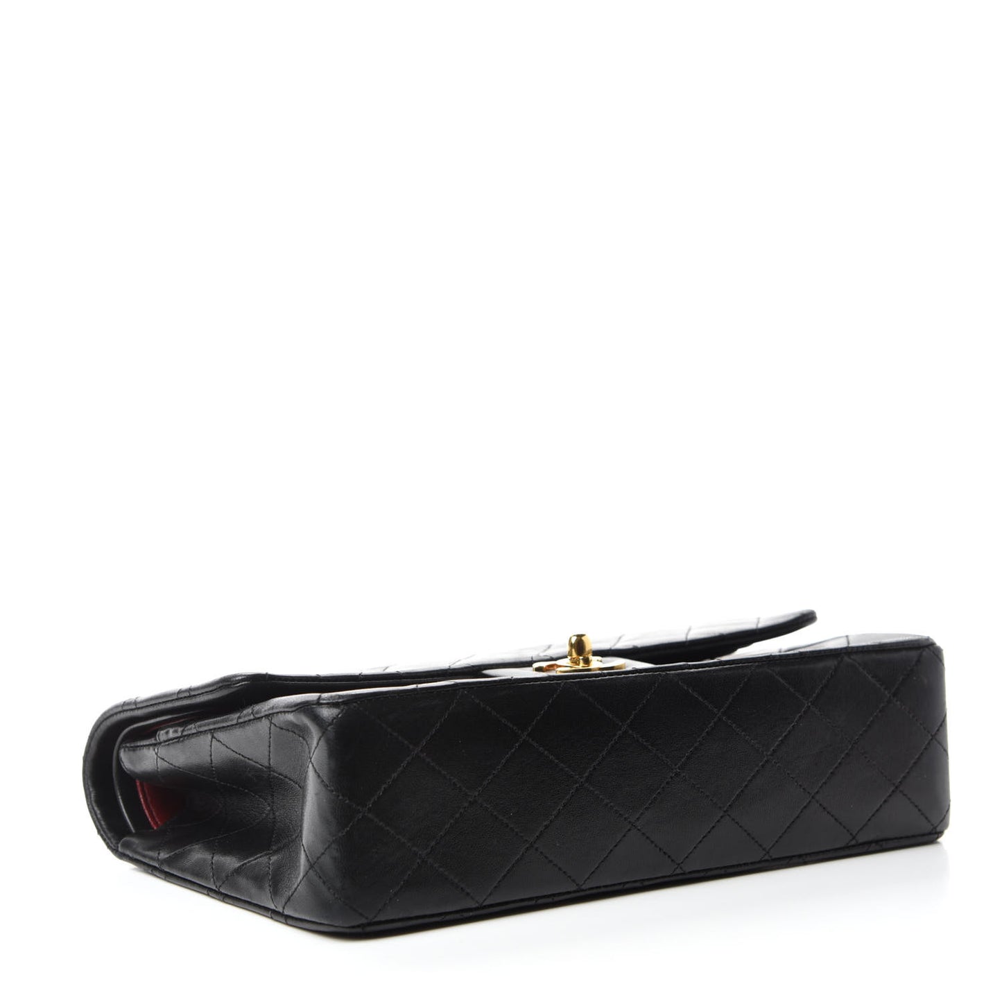 Lambskin Quilted Medium Double Flap Black