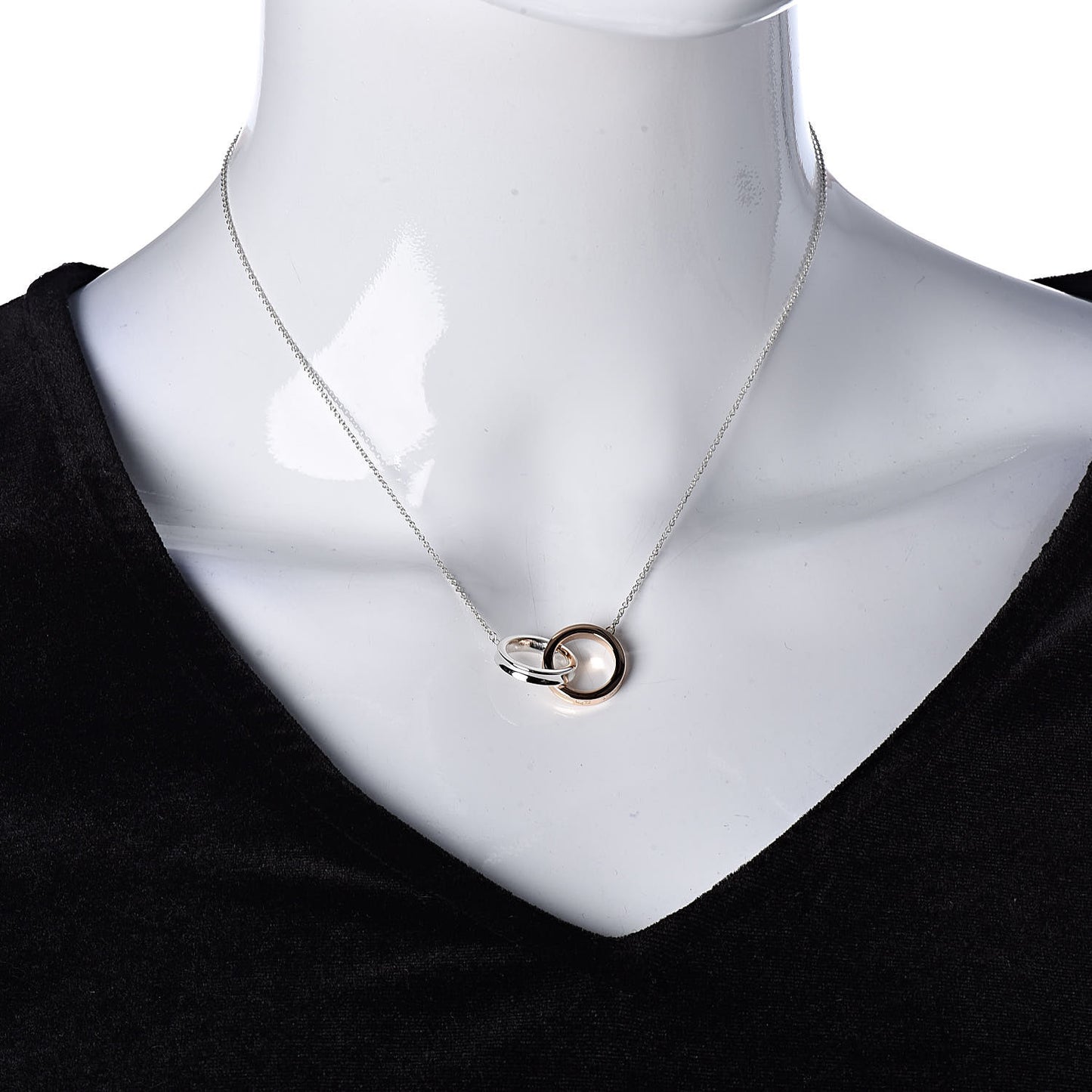 Sterling Silver 18K Rose Gold 1837 Interlocking Circles Pendant Necklace