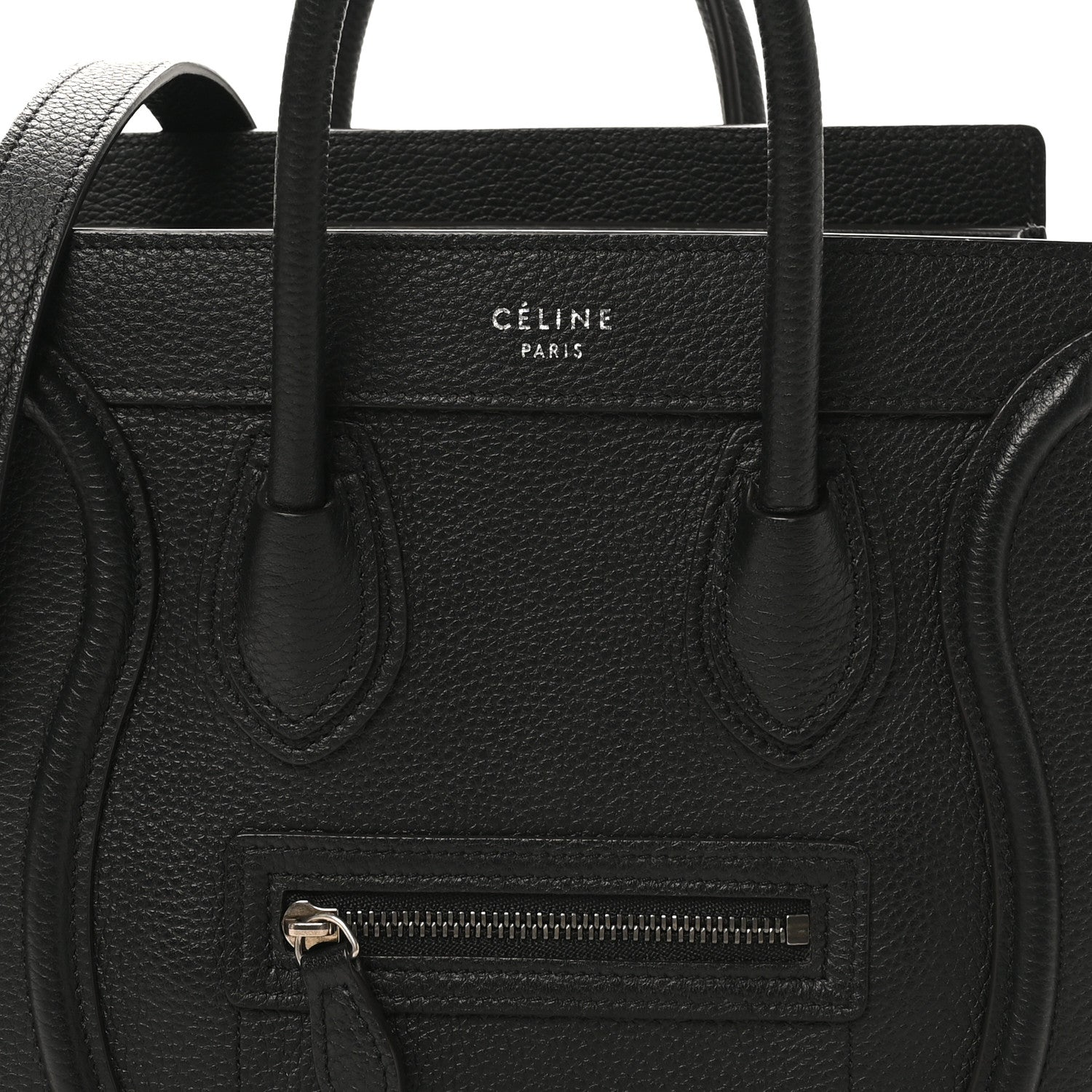 Celine Drummed Calfskin Nano Luggage Black 7 of 10
