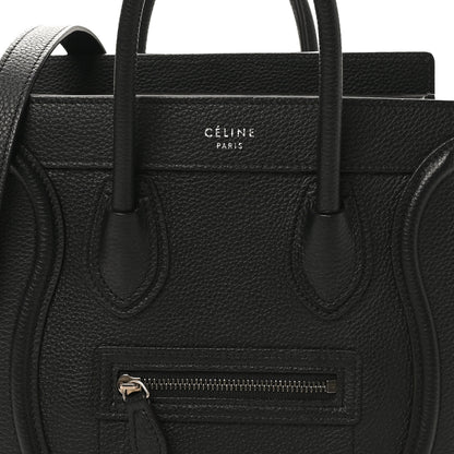 Celine Drummed Calfskin Nano Luggage Black 7 of 10