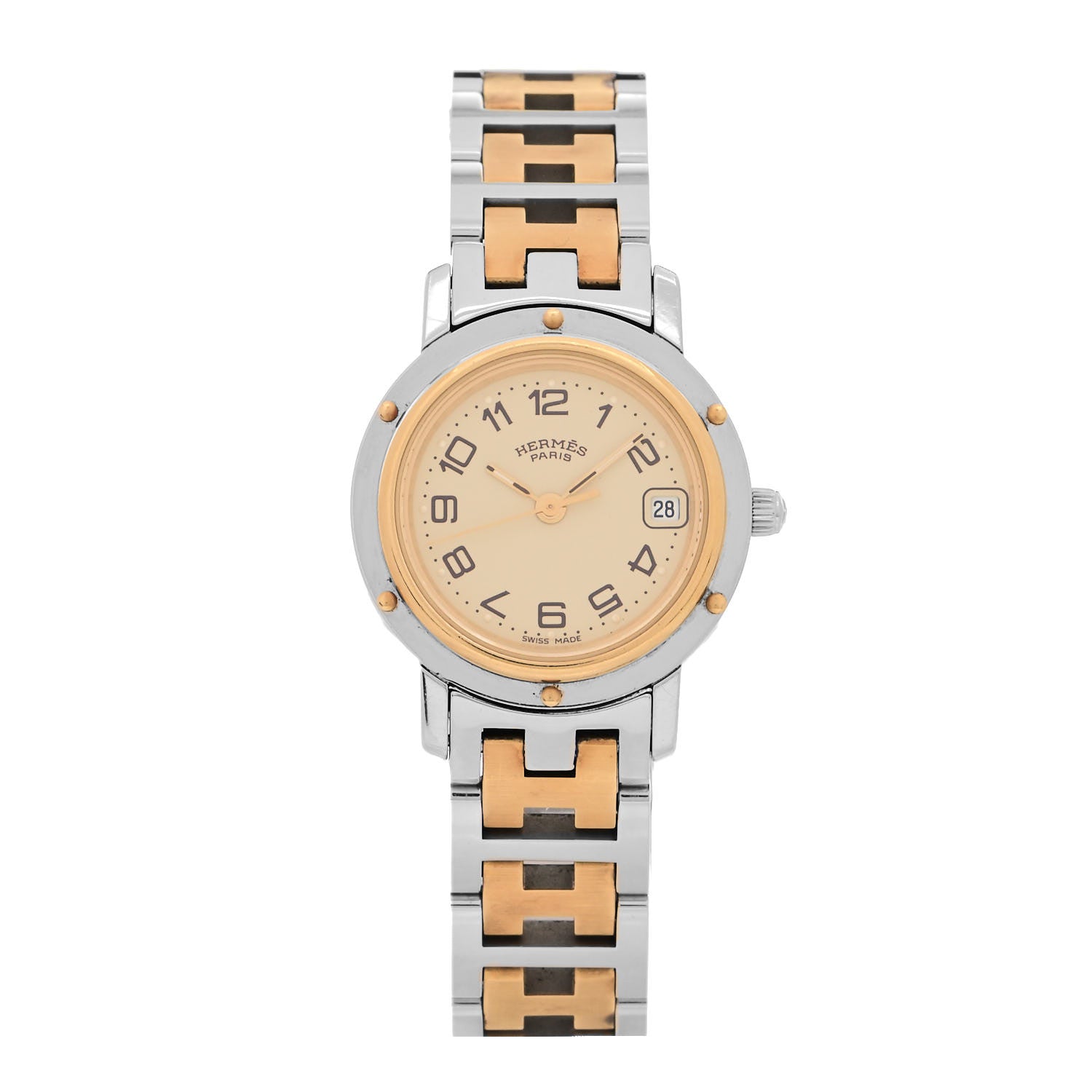 Hermes Stainless Steel 24mm Clipper Quartz Watch Gold 1 of 4