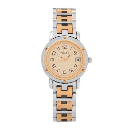 Hermes Stainless Steel 24mm Clipper Quartz Watch Gold 1 of 4