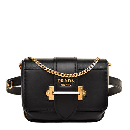 Prada Saffiano City Calf Cahier Belt Bag Black 1 of 12