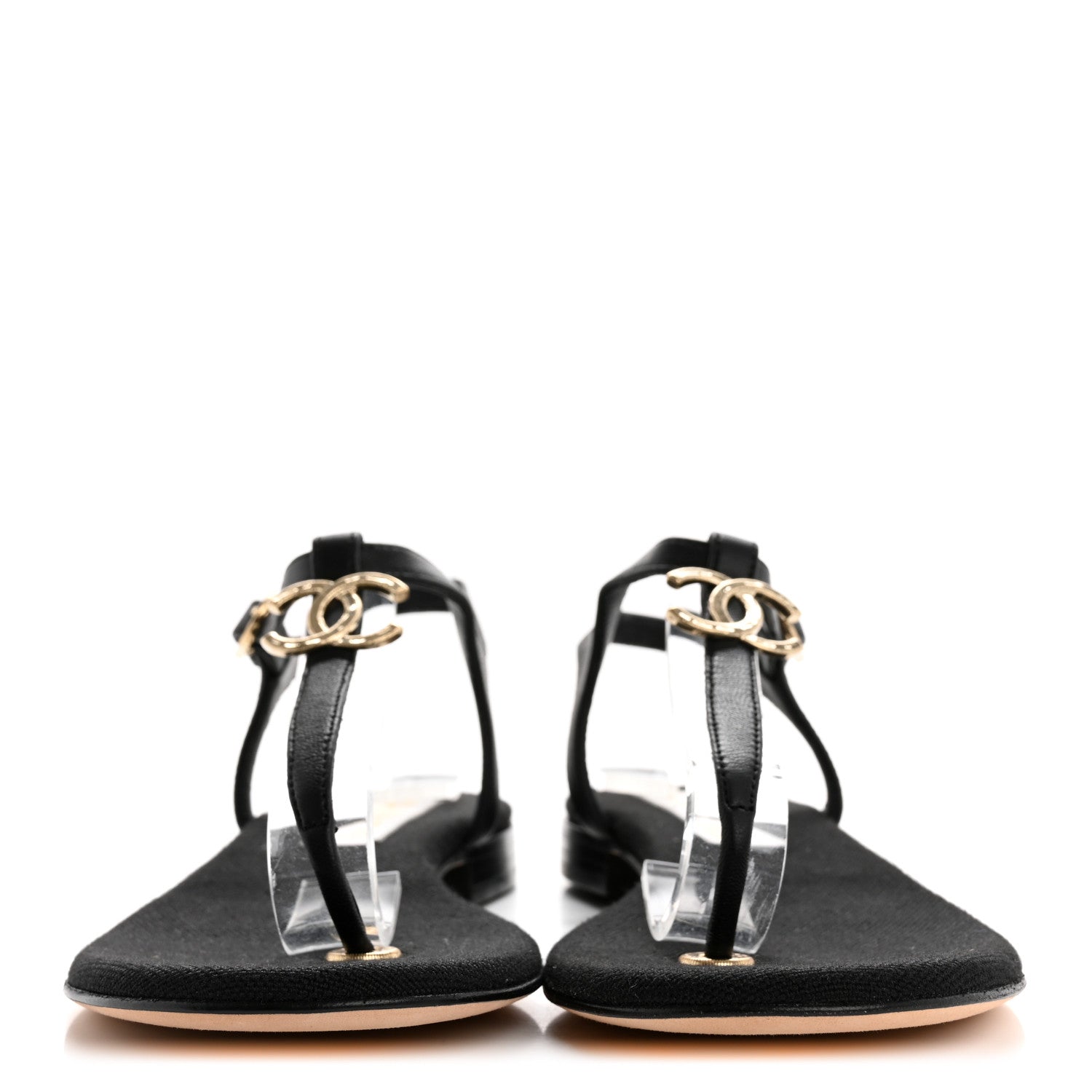Chanel Lambskin CC Logo Thong Sandals 36 Black 3 of 11