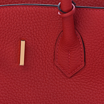 Hermes Taurillon Clemence Horseshoe Birkin 35 Rouge Casaque Black 32 of 40