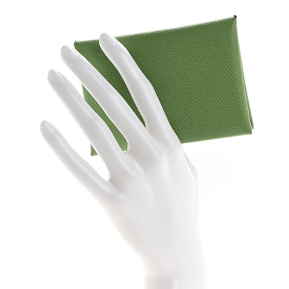 Hermes Epsom Calvi Duo Card Case Vert Criquet 2 of 8