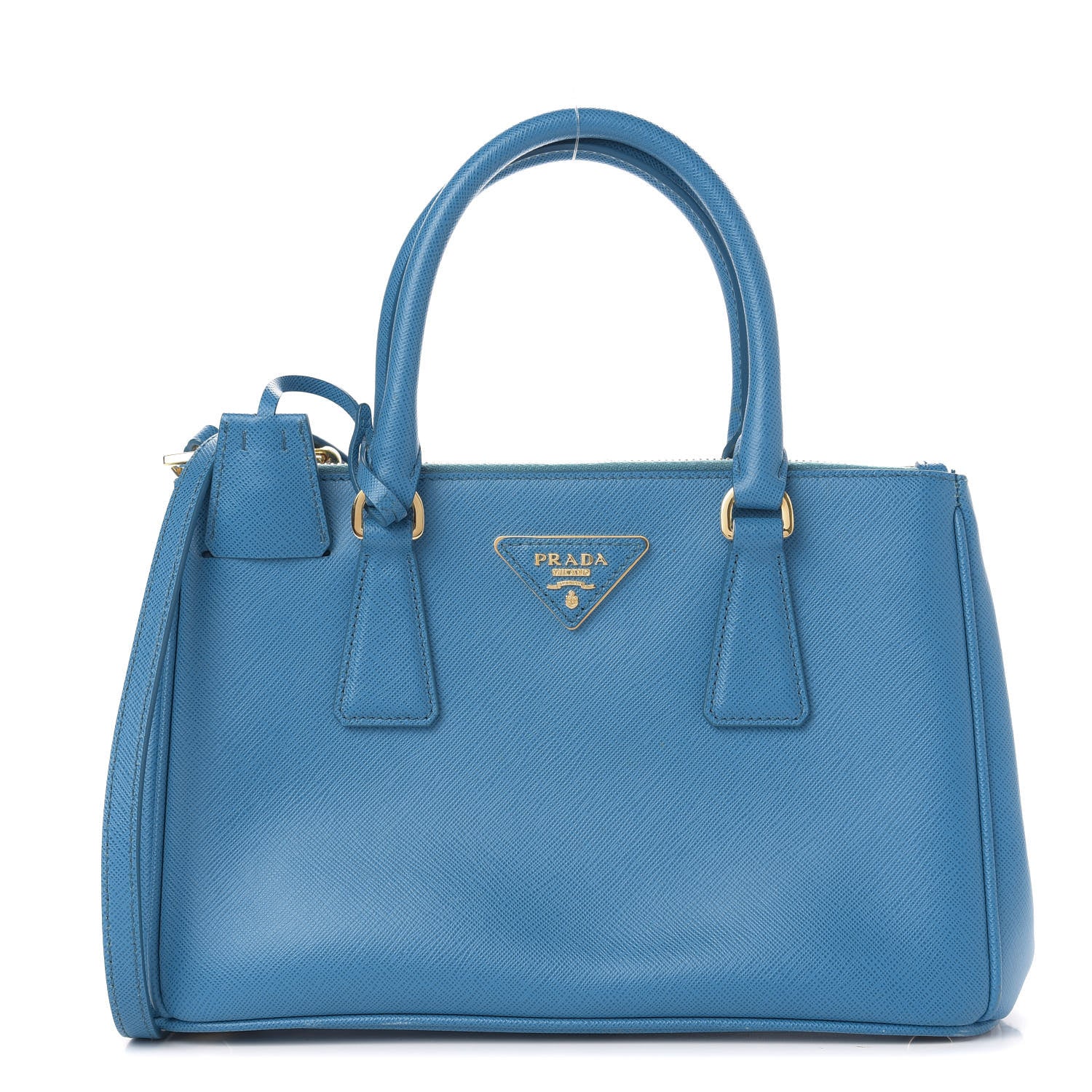 Prada Saffiano Mini Galleria Double Zip Tote Celeste 1 of 12