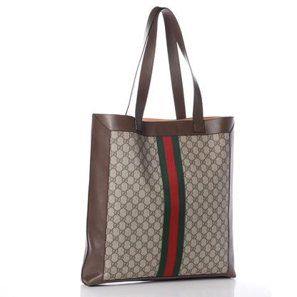 Gucci GG Supreme Monogram Web Large Ophidia Vertical Shopping Tote Brown 3 of 11