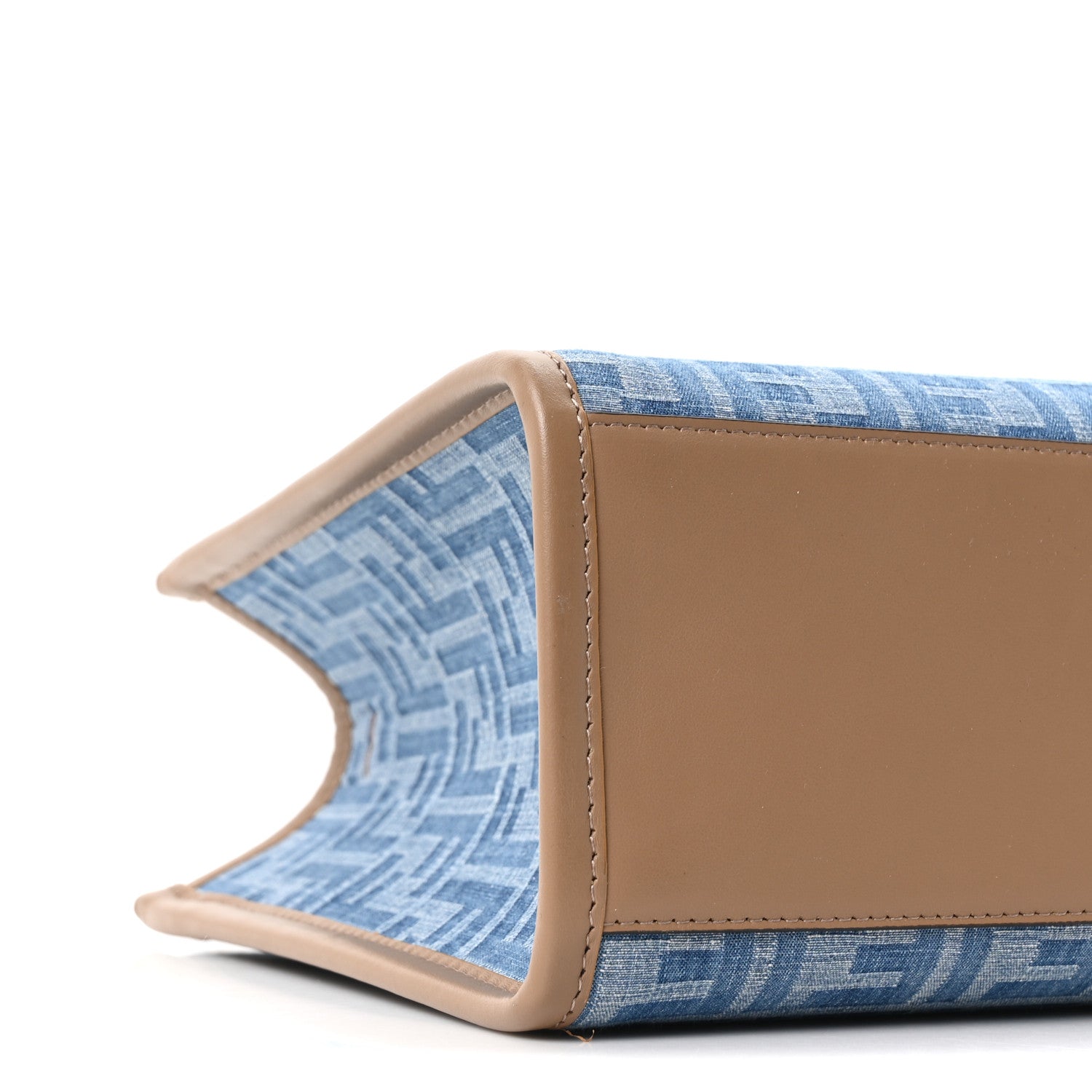 Fendi Denim Jacquard Vitello Grace FF 1974 Small Fendi Sunshine Shopper Tote Denim Sand 8 of 9