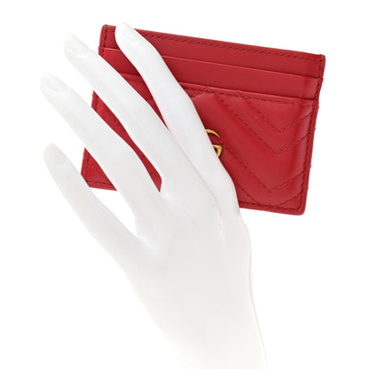 Gucci Calfskin Matelasse GG Marmont Card Holder Hibiscus Red 2 of 10