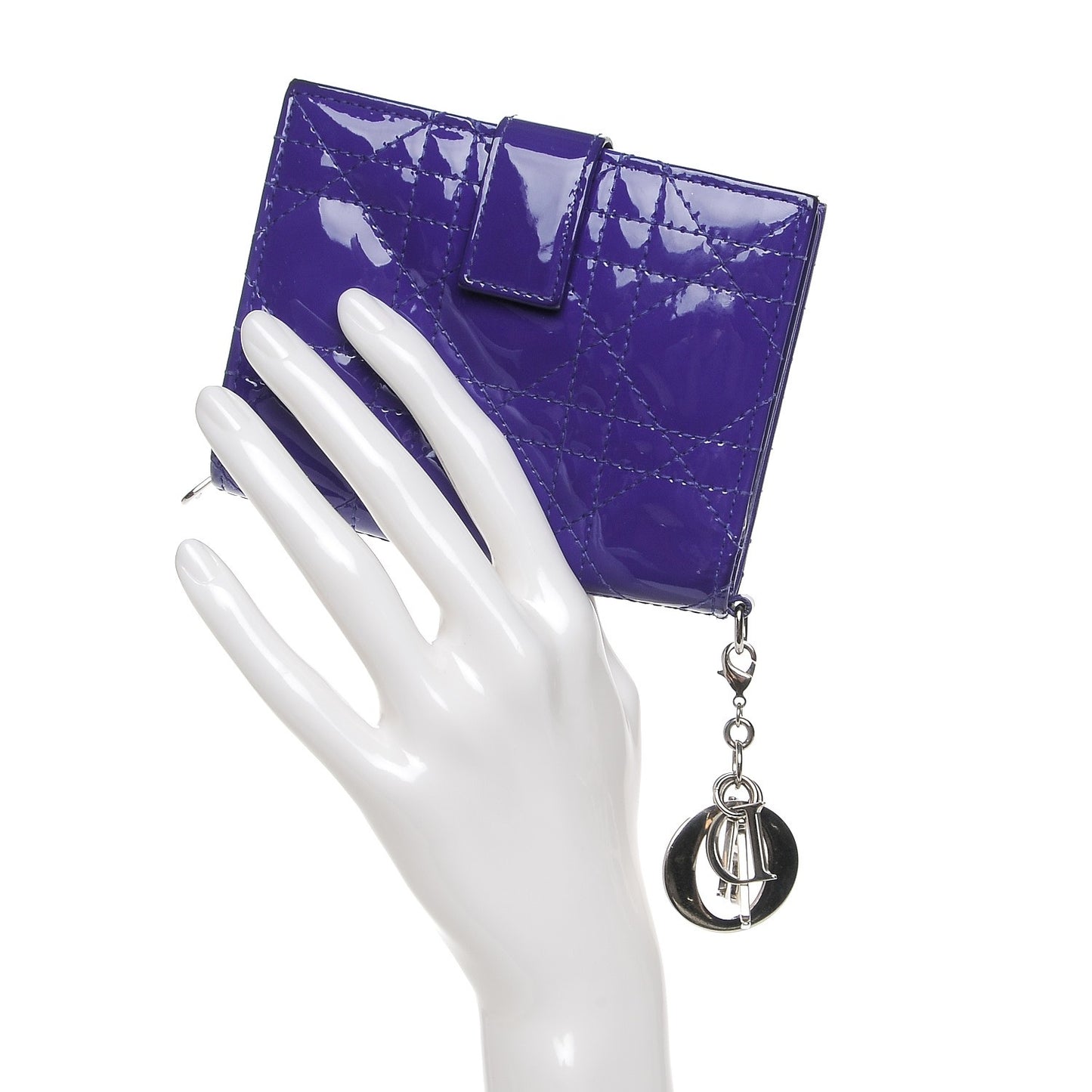 Patent Cannage Lady Dior Eden Wallet Purple