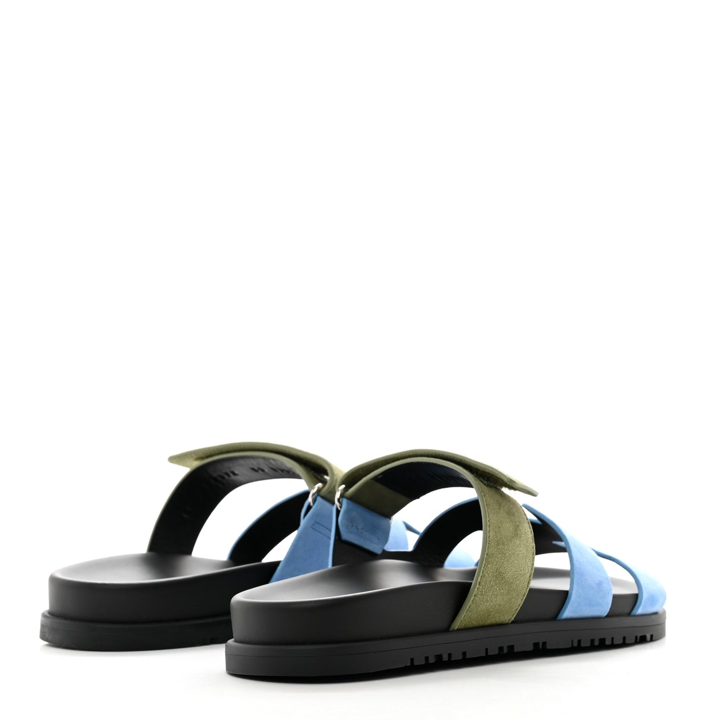 Suede Goatskin Womens Chypre Sandals 38 Bleu Cameo Vert