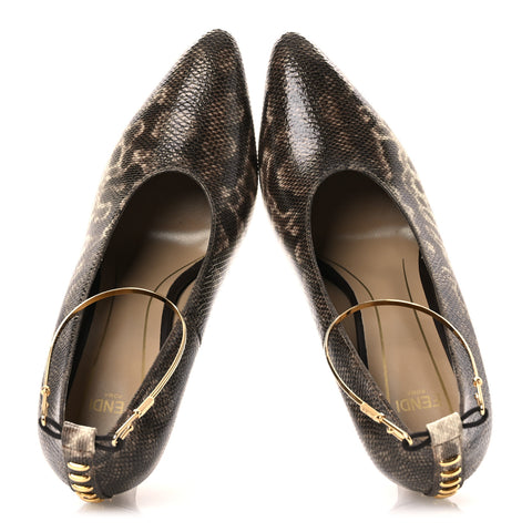 Vitello Karung Effect Filo Pumps 39 Beige